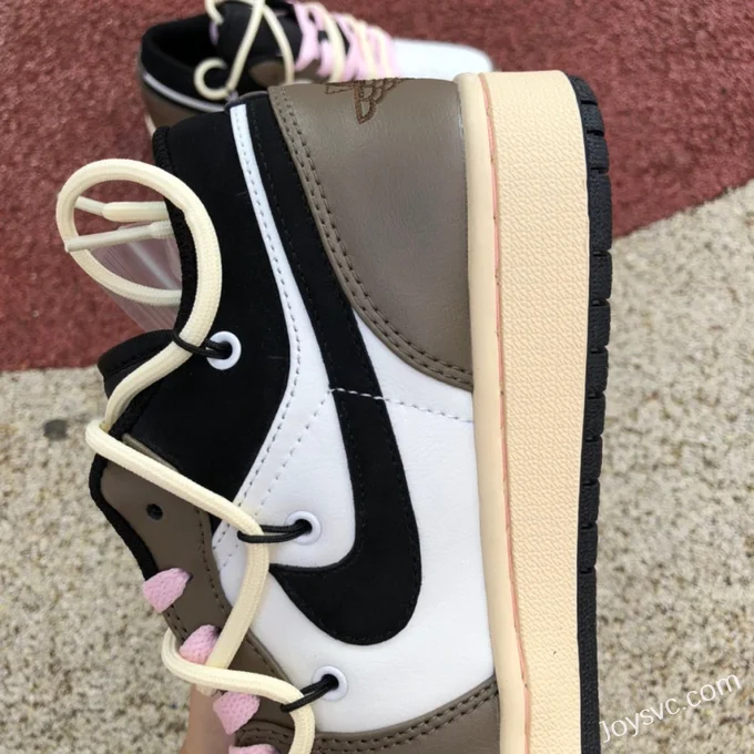 Air Jordan 1 Low 553558-062 White Mocha Pink Strap Retro