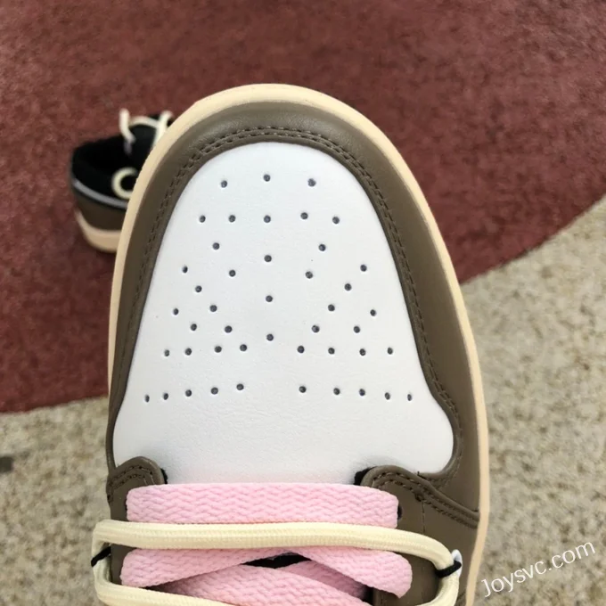 Air Jordan 1 Low 553558-062 White Mocha Pink Strap Retro