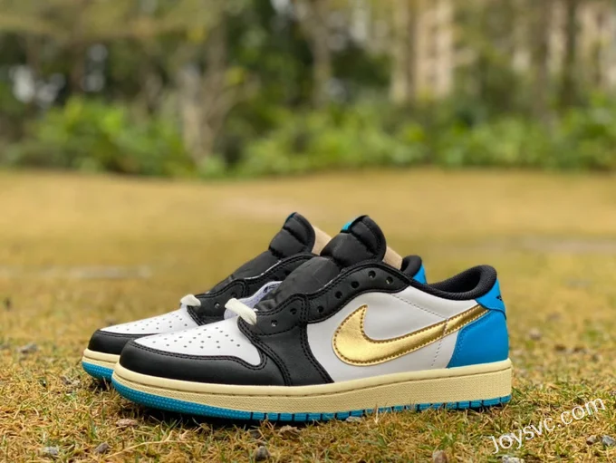 Air Jordan 1 Low CZ0790-104 Black White Blue Gold Hook Retro