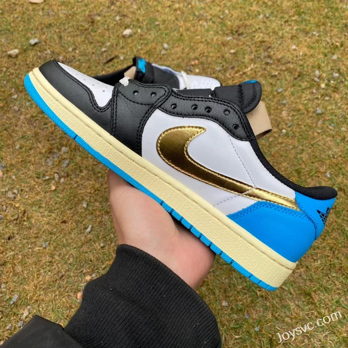 Air Jordan 1 Low CZ0790-104 Black White Blue Gold Hook Retro