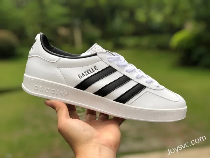 GUCCI x Adidas Originals Gazelle Low-Top Sneakers in White & Black