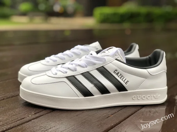 GUCCI x Adidas Originals Gazelle Low-Top Sneakers in White & Black