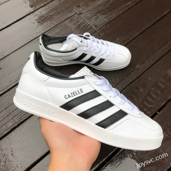 GUCCI x Adidas Originals Gazelle Low-Top Sneakers in White & Black