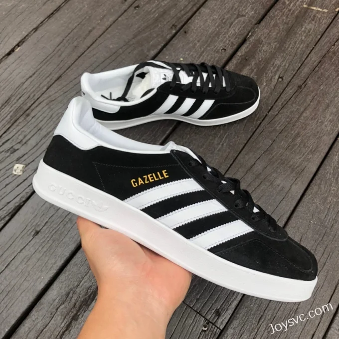 GUCCI x Adidas Originals Gazelle Low-Top Sneakers in Black & White