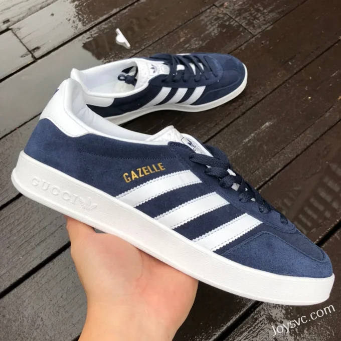 GUCCI x Adidas Originals Gazelle Low-Top Sneakers in White & Royal Blue