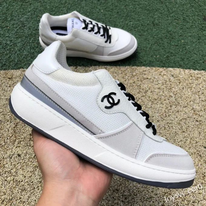 CHANEL 22 Panda Sneakers in Grey and White