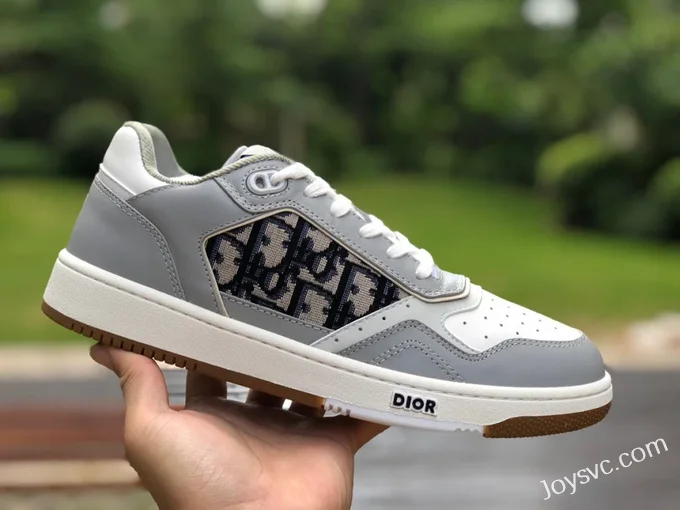 Dior B27 Grey White Low Oblique Print Casual Shoes