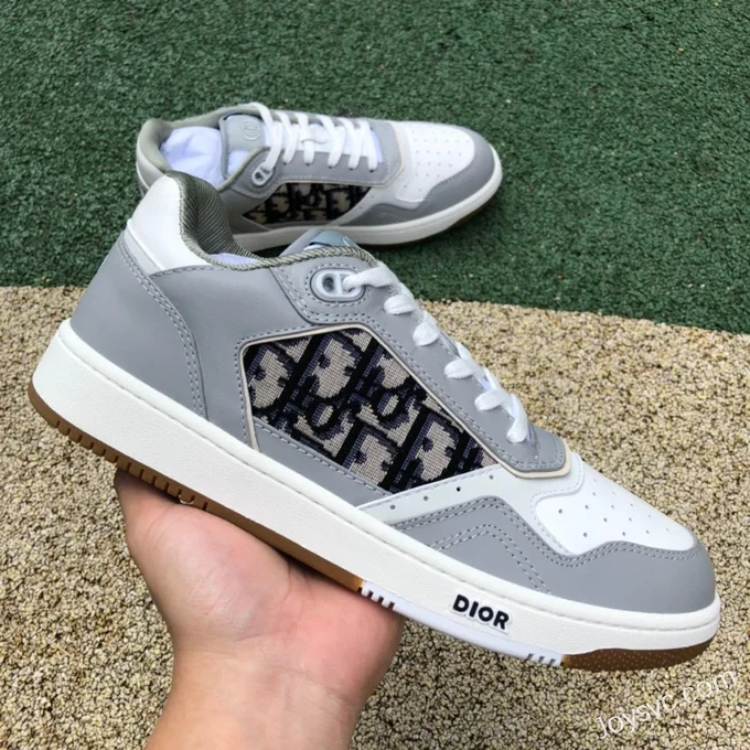 Dior B27 Grey White Low Oblique Print Casual Shoes