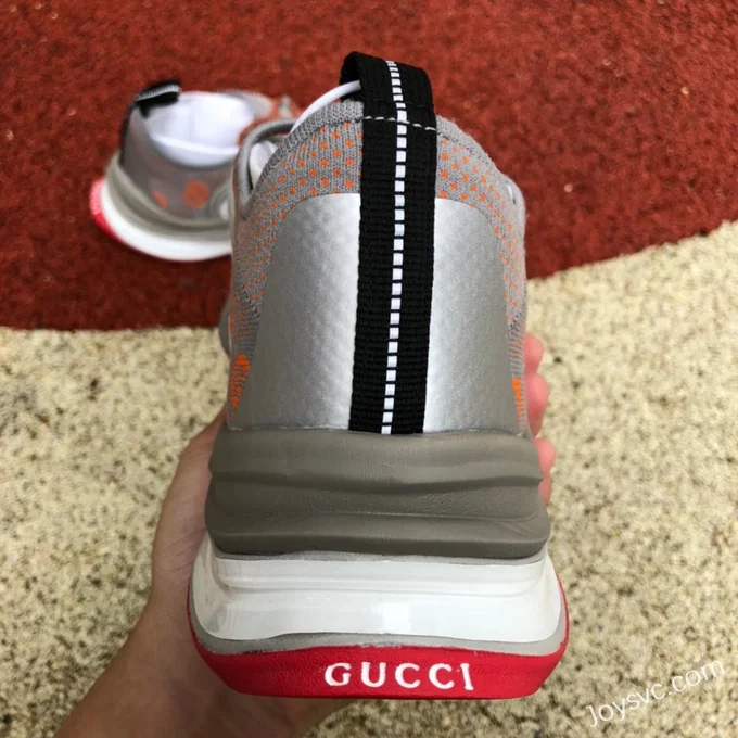 GUCCI Double G Lace-Up Sneakers in Grey & Orange