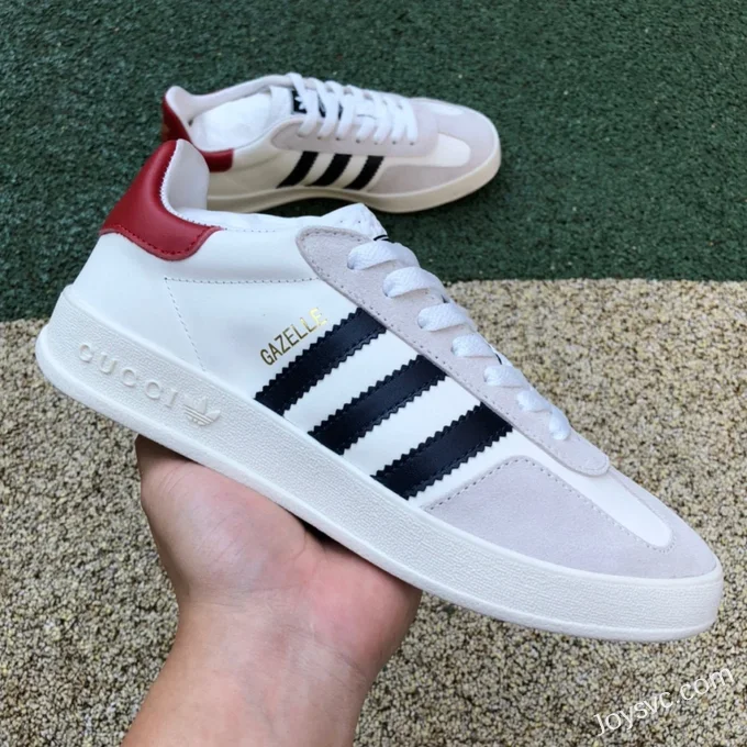 GUCCI x Adidas Originals Gazelle Low-Top Sneakers in White & Grey