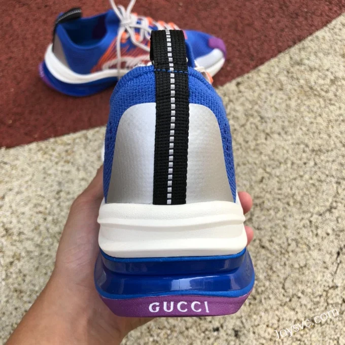 GUCCI Double G Lace-Up Sneakers in Blue & Red