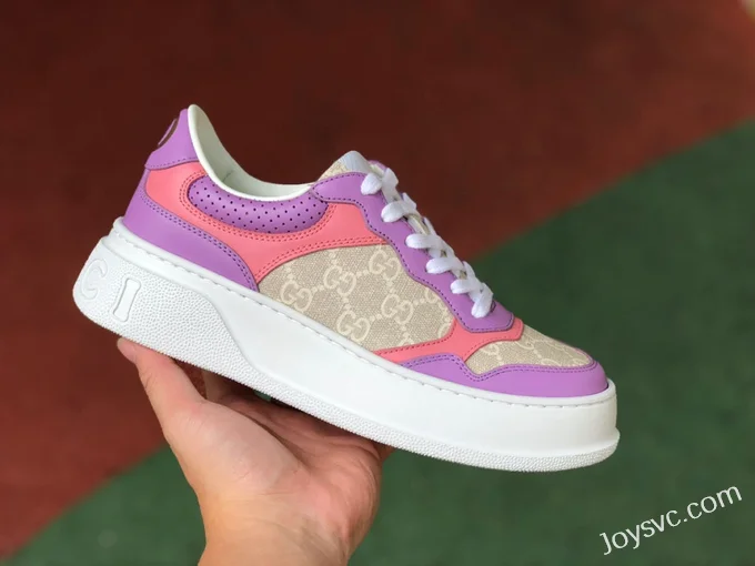 GUCCI Low-Top Canvas Platform Sneakers in Pink & Purple