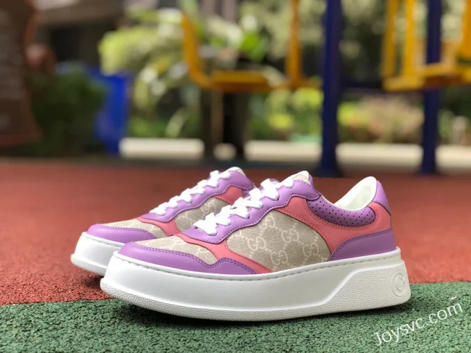 GUCCI Low-Top Canvas Platform Sneakers in Pink & Purple