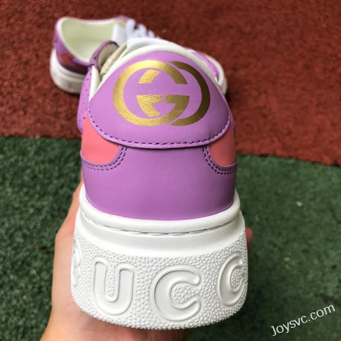 GUCCI Low-Top Canvas Platform Sneakers in Pink & Purple