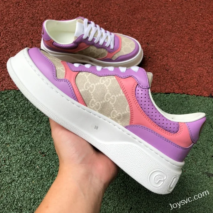 GUCCI Low-Top Canvas Platform Sneakers in Pink & Purple