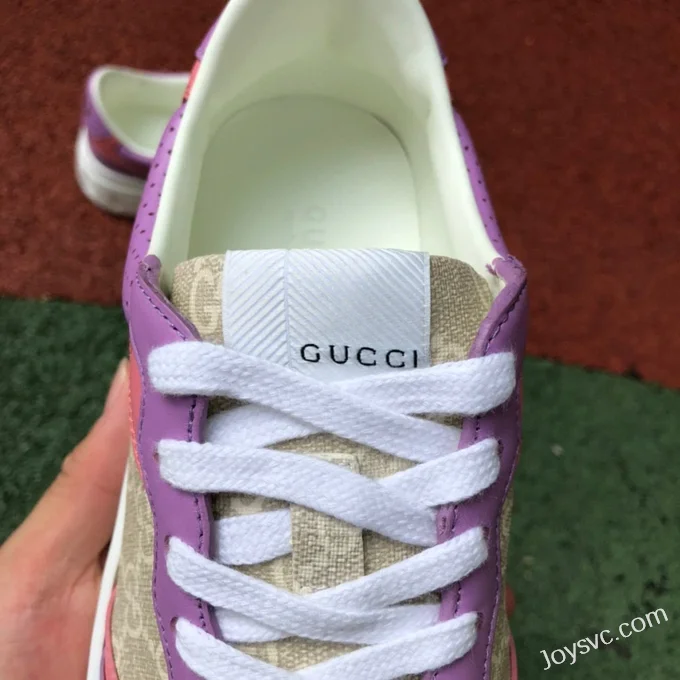 GUCCI Low-Top Canvas Platform Sneakers in Pink & Purple