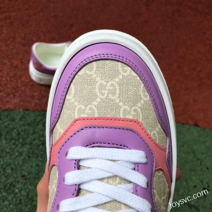 GUCCI Low-Top Canvas Platform Sneakers in Pink & Purple