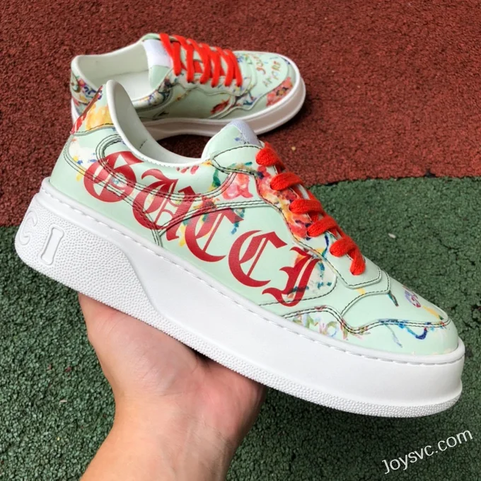 GUCCI Low-Top Canvas Platform Sneakers in Light Green