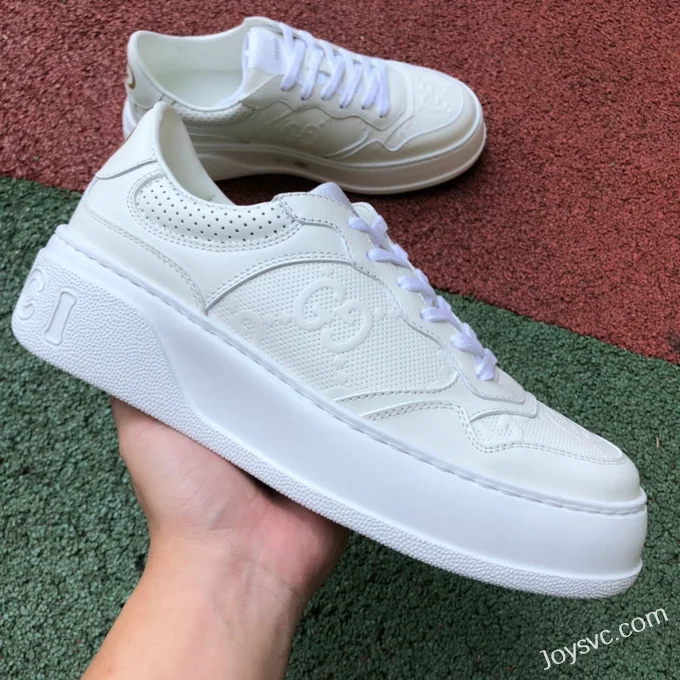 GUCCI Low-Top Canvas Platform Sneakers in Pure White