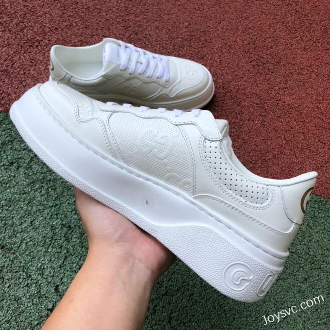 GUCCI Low-Top Canvas Platform Sneakers in Pure White