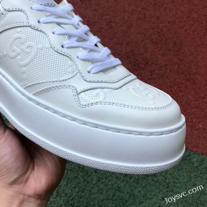 GUCCI Low-Top Canvas Platform Sneakers in Pure White