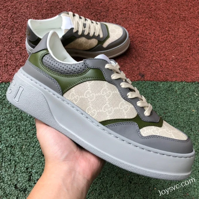 GUCCI Low-Top Canvas Platform Sneakers in Grey