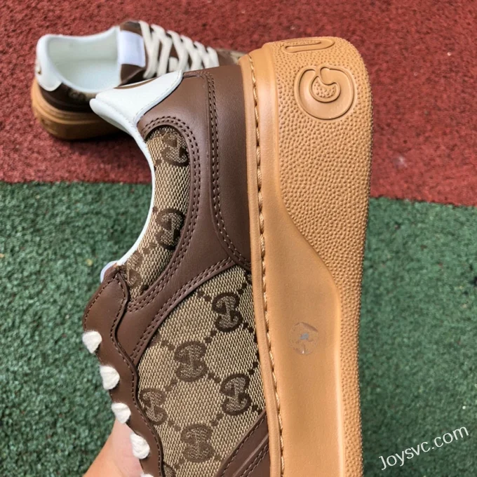 GUCCI Low-Top Canvas Platform Sneakers in Grey & Light Brown