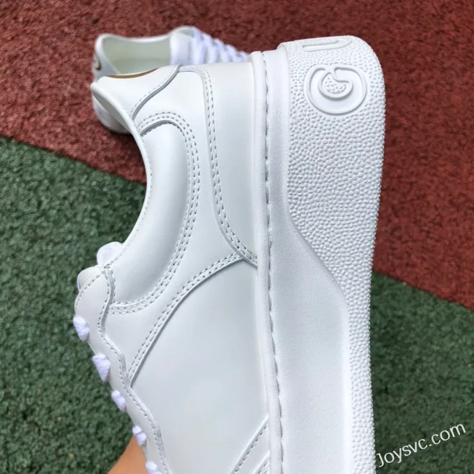 GUCCI Low-Top Canvas Platform Sneakers in White & Logo Print