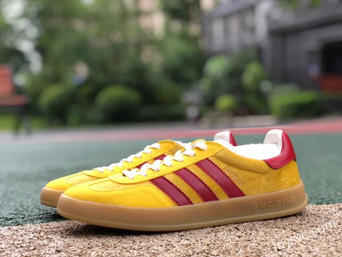 GUCCI x Adidas Originals Gazelle Low-Top Sneakers in Yellow & Red