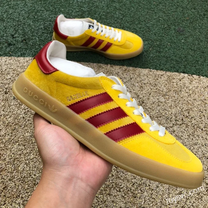 GUCCI x Adidas Originals Gazelle Low-Top Sneakers in Yellow & Red