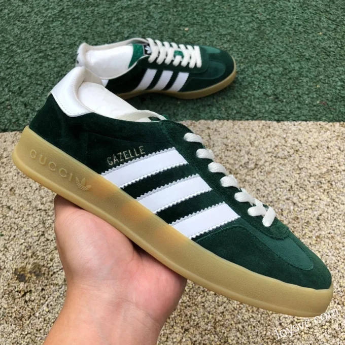 GUCCI x Adidas Originals Gazelle Low-Top Sneakers in Green & White