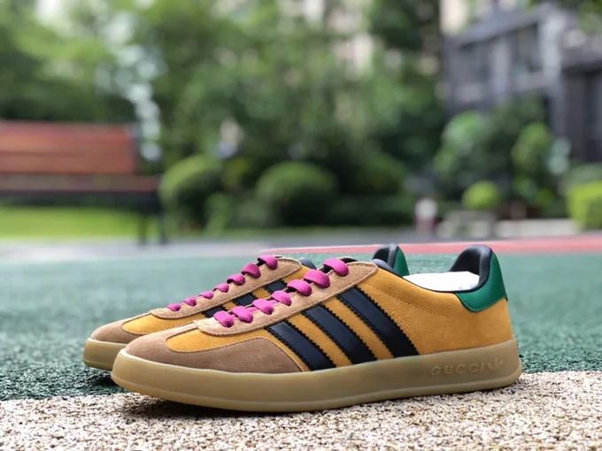 GUCCI x Adidas Originals Gazelle Low-Top Sneakers in Yellow & Pink