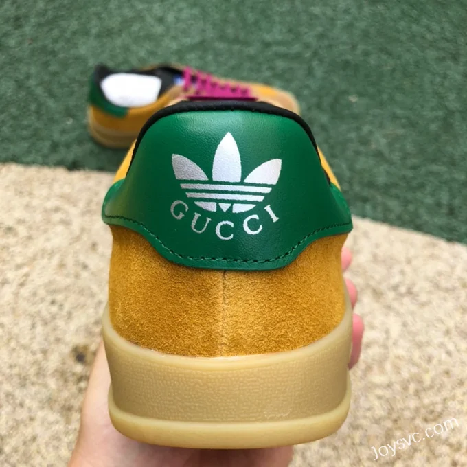 GUCCI x Adidas Originals Gazelle Low-Top Sneakers in Yellow & Pink