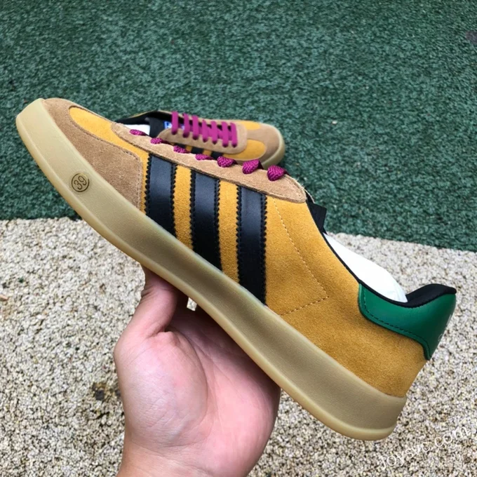 GUCCI x Adidas Originals Gazelle Low-Top Sneakers in Yellow & Pink