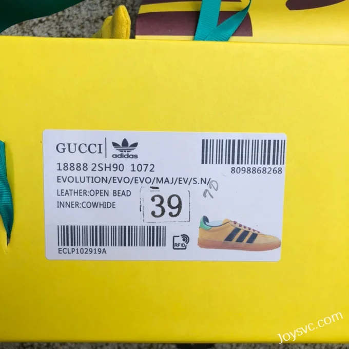 GUCCI x Adidas Originals Gazelle Low-Top Sneakers in Yellow & Pink