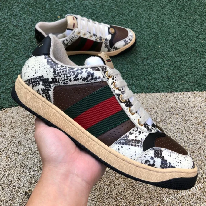 Gucci Screener Distressed Mesh Low Top Fashion Sneakers