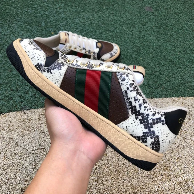 Gucci Screener Distressed Mesh Low Top Fashion Sneakers