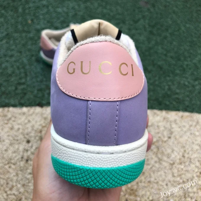 GUCCI Screener Low-Top Distressed Mesh Sneakers in Purple & Pink