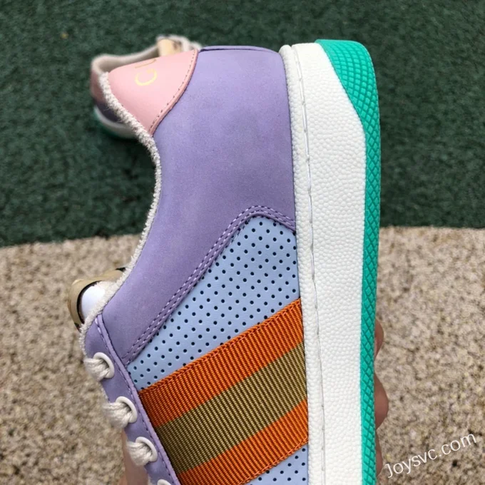 GUCCI Screener Low-Top Distressed Mesh Sneakers in Purple & Pink