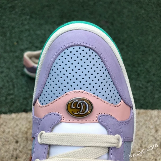 GUCCI Screener Low-Top Distressed Mesh Sneakers in Purple & Pink