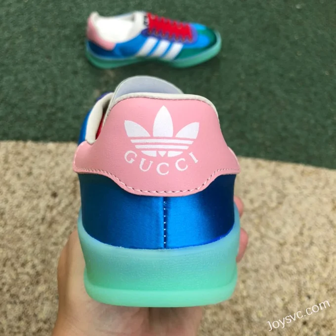 Adidas Originals x GUCCI Gazelle Low-Top Sneakers for Women in Light Blue Silk