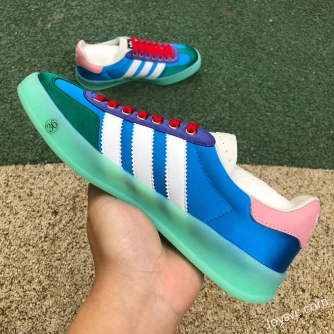 Adidas Originals x GUCCI Gazelle Low-Top Sneakers for Women in Light Blue Silk