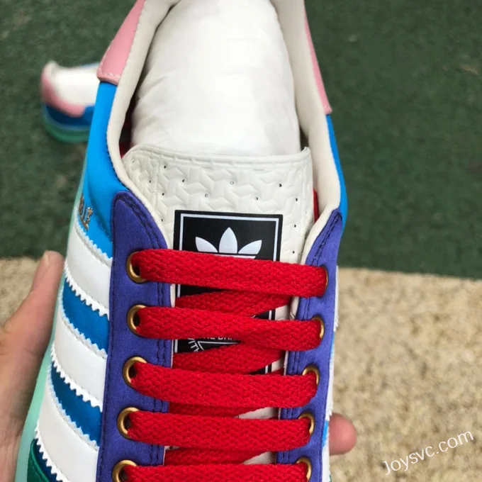 Adidas Originals x GUCCI Gazelle Low-Top Sneakers for Women in Light Blue Silk