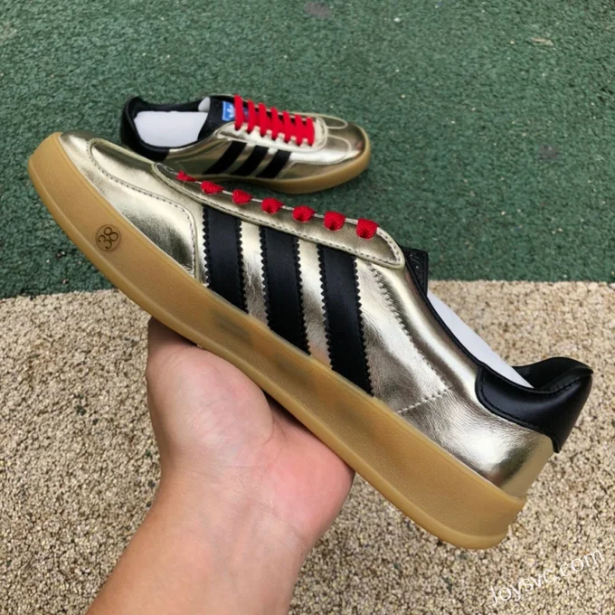 Adidas Originals x GUCCI Gazelle Low-Top Sneakers in Black Red & Gold