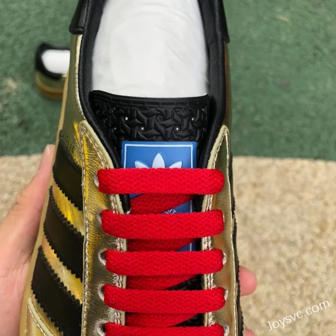 Adidas Originals x GUCCI Gazelle Low-Top Sneakers in Black Red & Gold