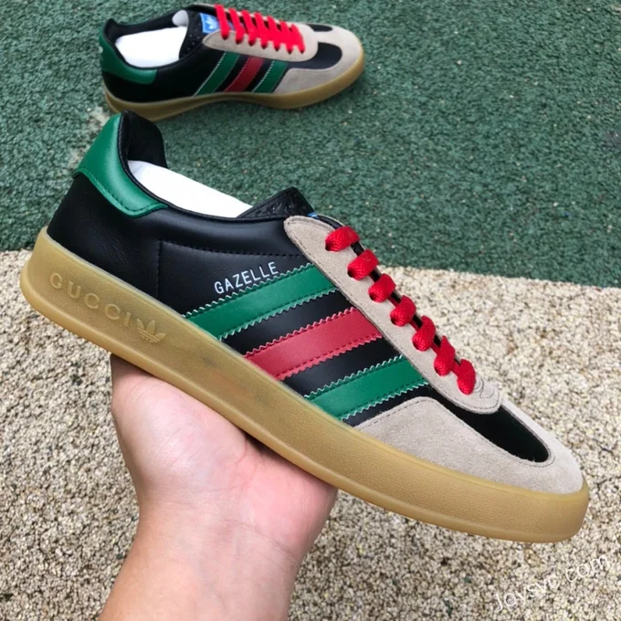 Adidas Originals x GUCCI Gazelle Low-Top Sneakers in Black Green & Brown