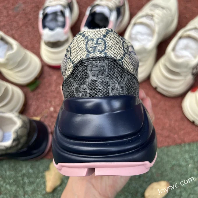 Gucci Rhyton Grey Pink Navy Double G Dad Shoes