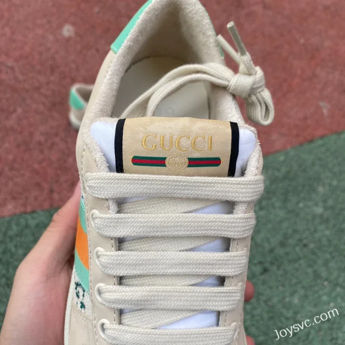 GUCCI Screener Low-Top Distressed Mesh Sneakers in Grey & Multicolor Logo