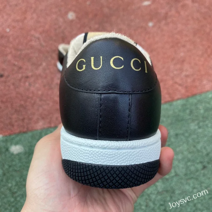 GUCCI Screener Low-Top Distressed Mesh Sneakers in Black & White