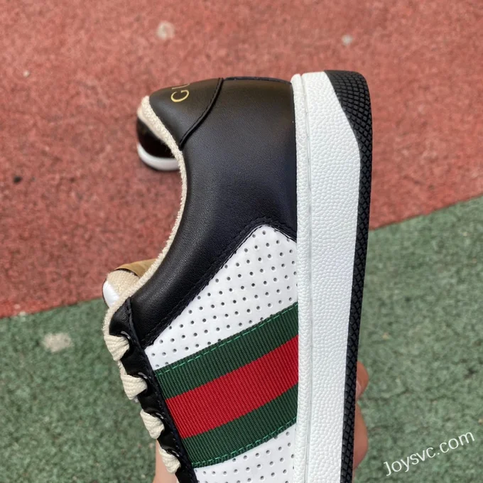 GUCCI Screener Low-Top Distressed Mesh Sneakers in Black & White